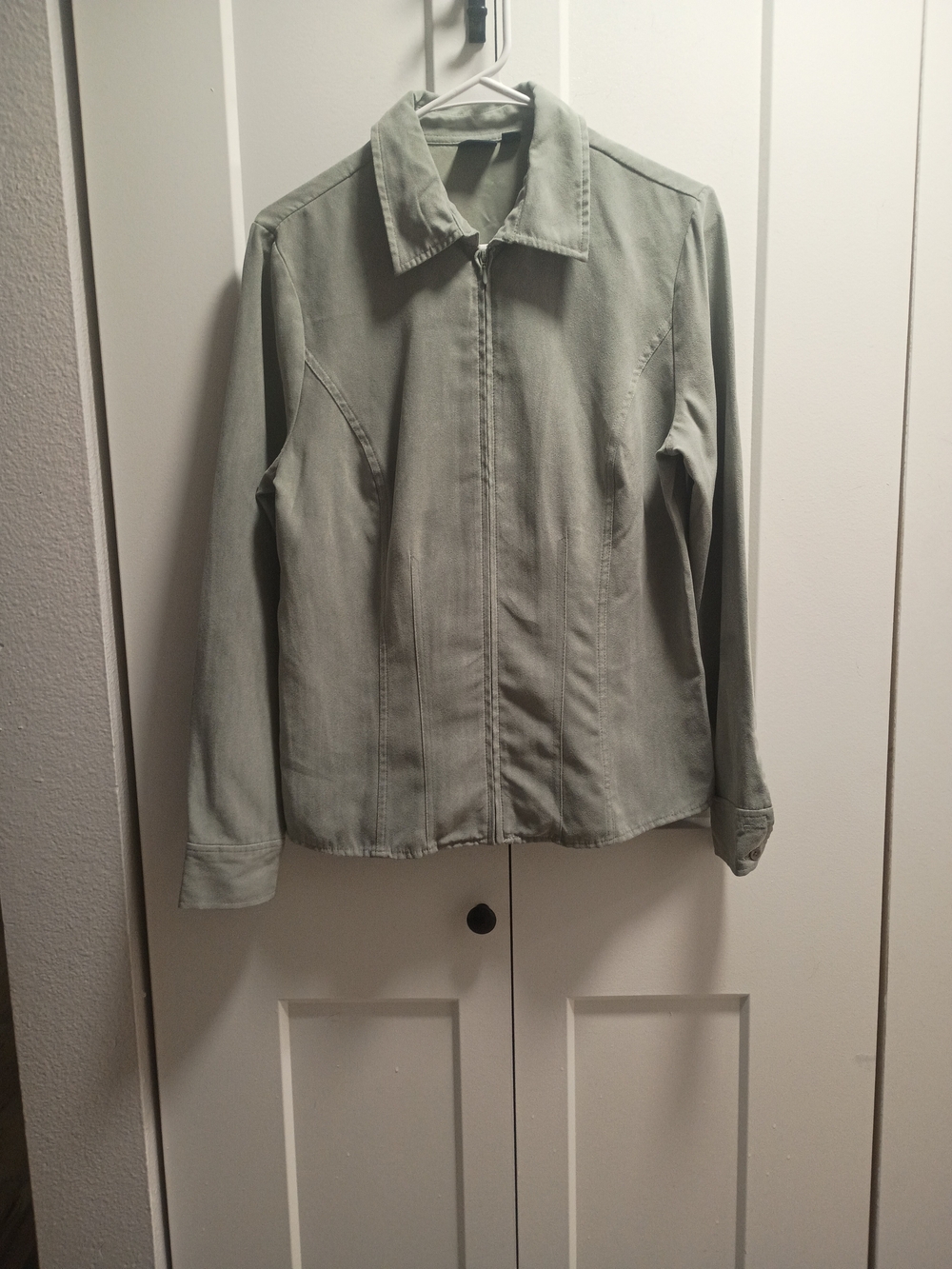 Sonoma Light Sage Zip-Front Denim Jacket